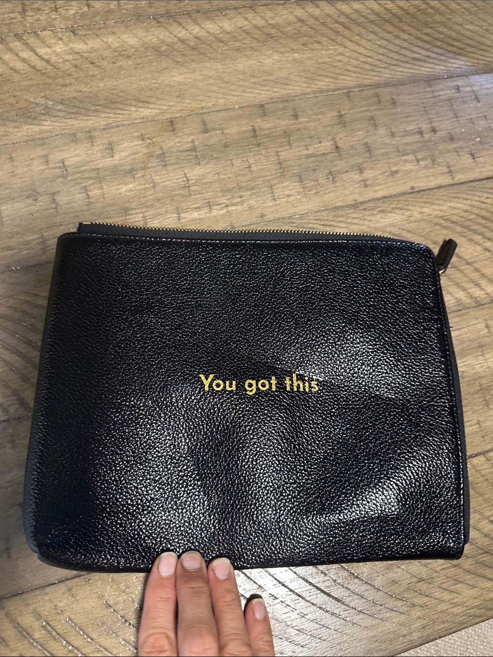 You Got This Black Leather Men's Zip Pouch
